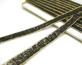 BLACK BEADED trim with beads trim embellishment craft ribbon