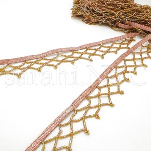 BRAUNE PERLEN FRINGE trimmen braune Fransen
