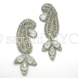 SILVER CRYSTAL PAISLEY Applikation, ein Paar