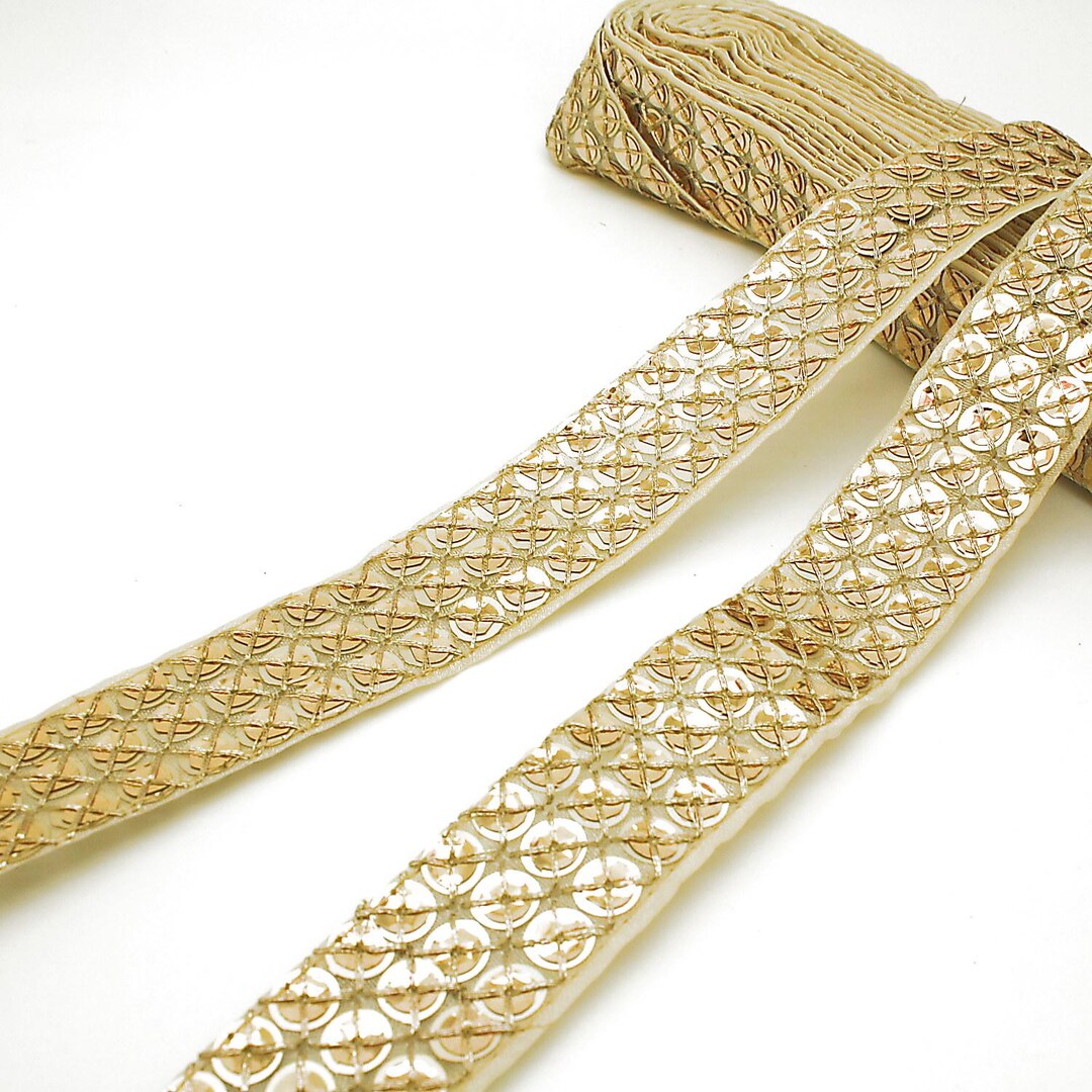 Gold Rib Trim GOLD Sequin TRIM, Ribbon Trim Gold Trim - Etsy
