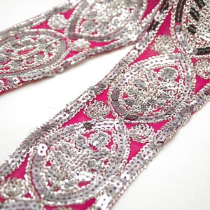 HOT PINK Paillettenborte mit Paillettenband