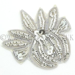 SILBERNE BLUME Blatt Pailletten Applikation
