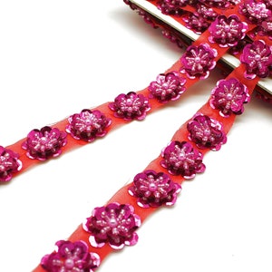 PINK SEQUIN FLOWER beaded trim