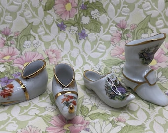Vintage Miniature Porcelain Limoges Shoe Curio Cabinet/Trinket Shelf Knick Knacks: 3 Styles