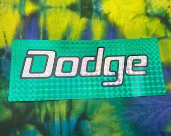 Vintage DODGE prismatische holografische sticker diffractietape groen zilver zwart