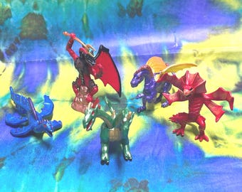 Set of 5 Safari Ltd Miniature Plastic Toy Dragon Figures