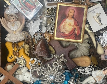 Christian Mystery Mix: Religious Relics, Charms, Figurines, Key Chains, Ephemera