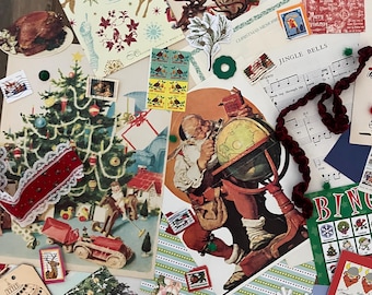 Christmas Collage Pack Ephemera Mix: Junk Journaling, Scrapbooking, Mixed Media Art