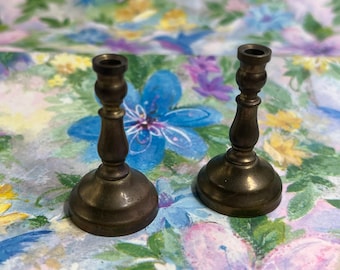 Pair of Vintage Brass Miniature Candlestick Holders