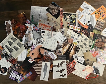 Dark or Whimsical Halloween Collage Pack Ephemera Mix: Junk Journaling, Scrapbooking, Mixed Media Art
