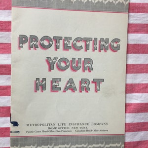 50s 60s &quot;Protecting Your Heart&quot; Metropolitan Life Insurance Company Vintage Health Brochure Heart Diagram Pamphlet Booklet Ephemera Promo