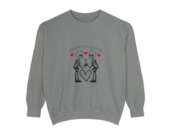 Bookish Sweatshirt with "Enemies to Lovers" Trope - Cozy Fairy Core Fantasy Wear for Spring Equinox Reading Nook