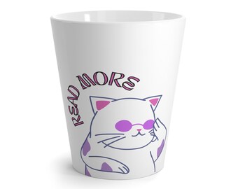 Read More Books, Drink More Coffee" Latte Mug - Bookish Ceramic Cup for Coffee Lovers - Perfect Reader Gift