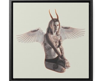Sensual Pixie Framed Canvas - Roman Deity & ACOTAR Inspired Nude Fantasy Art, Perfect Romantic Gift for Fantasy Lovers