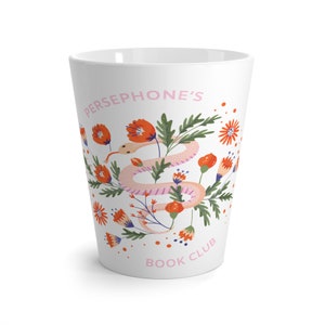 Persephone&#39;s Book Club Latte Tasse - Lesertasse, tolles Geschenk für Buch- und Kaffeeliebhaber | ein Hauch von Dunkelheit | hattees und persephone