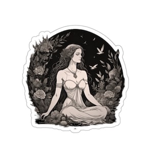 Persephone Kunst | Kostüm | Göttin | mythologische Figuren | Überlieferung | hattees | Granatapfel | Hauch von Dunkelheit | Aufkleber | booktok merch art