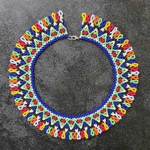 Multicoloured beaded necklace. Beaded choker. Ukrainian jewelry. Seed bead jewelry