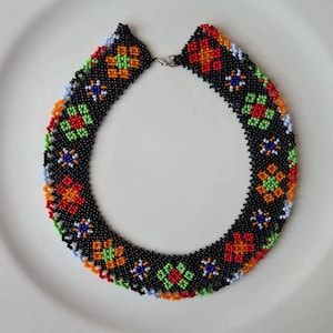 Multicolored Ukrainian beaded necklace. Beaded choker. Ukrainian jewelry