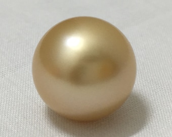 14 mm Size (Approx.) Dark Golden Color |  Natural Real South Sea Pearl | Near Round Shape | Seawater Loose Pearl |  Good Luster Good