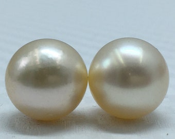 Perle sciolte di lucentezza AA da 11,25 mm, colore dorato chiaro, quasi rotonde, perle di perle, perle naturali dei mari del sud
