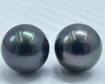 10.5 MM Size (Approx. )  AA Luster |  Natural Real Tahitian Loose Pearl |  Black Color  |  Round Shape | Personalize Gift |  Saltwater Pearl