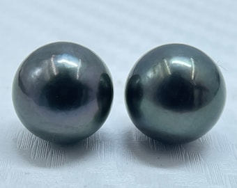 9.80 MM Size  (Approx.)  AA Luster  |  Natural Real Tahitian Loose Pearl  | Black Color | Round Shape | Personalize Gift  |  Saltwater Pearl