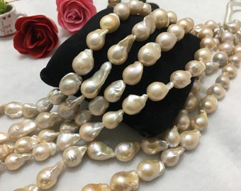 11-12 mm (Ca.) Größe | Schöne Echte Süßwasser Perlen String Barock Form | Pfirsich Farbe | Personalisiertes Geschenk