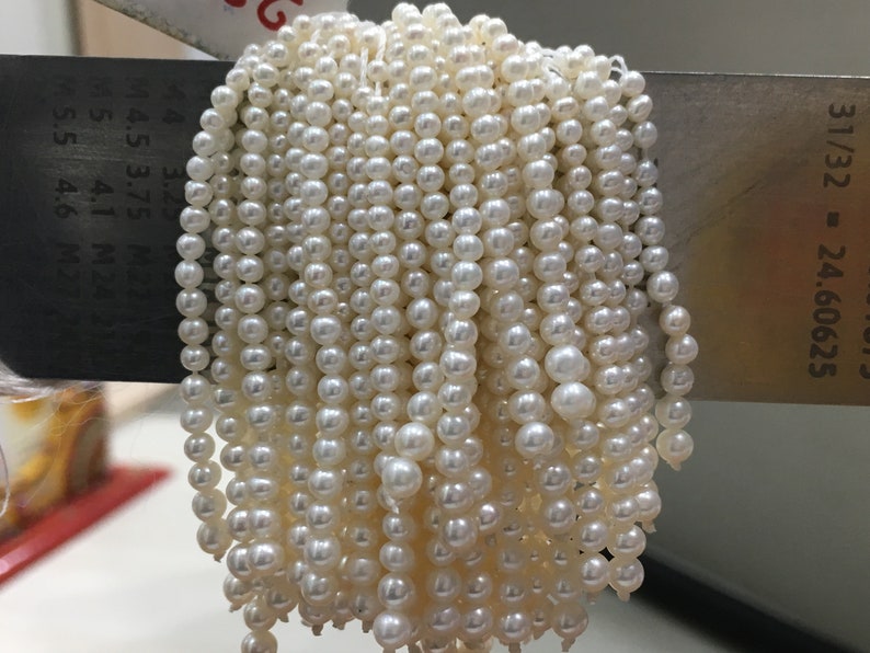 Tussle Near Round Shape Off White Color Pearl String Beautiful Pearls for Earrings 2-3.5 MM Freshwater Pearl