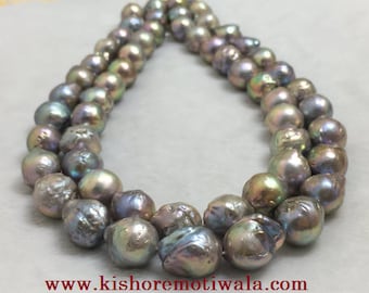 14-15 MM  Gray Brown Color Baroque Shape Size Freshwater Pearl Strand Good Luster