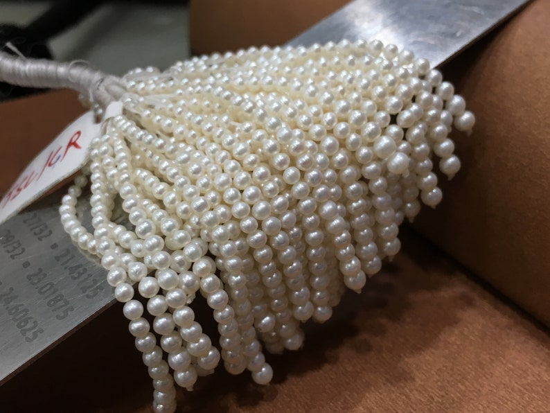 Tussle Near Round Shape Off White Color Pearl String Beautiful Pearls for Earrings 2-3.5 MM Freshwater Pearl