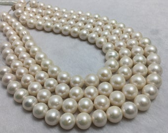 12.5-14 mm Size | White Color | Round Shape Natural Freshwater Pearl Strand