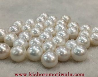 8.75 MM (approx.) Size | Button/Burger  Shape |  White Color | Beautiful Real Freshwater Loose Pearl Good Luster | Personalized Gift