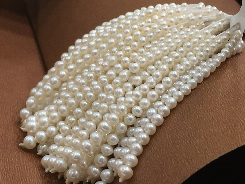 Tussle Near Round Shape Off White Color Pearl String Beautiful Pearls for Earrings 2-3.5 MM Freshwater Pearl