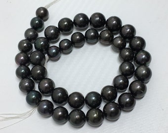 8 to 10.5 MM Size (Approx.) Real Tahitian Pearl Strand Necklace | Black/Gray Combination Color | Near Round Shape  | Natural Pearl beads