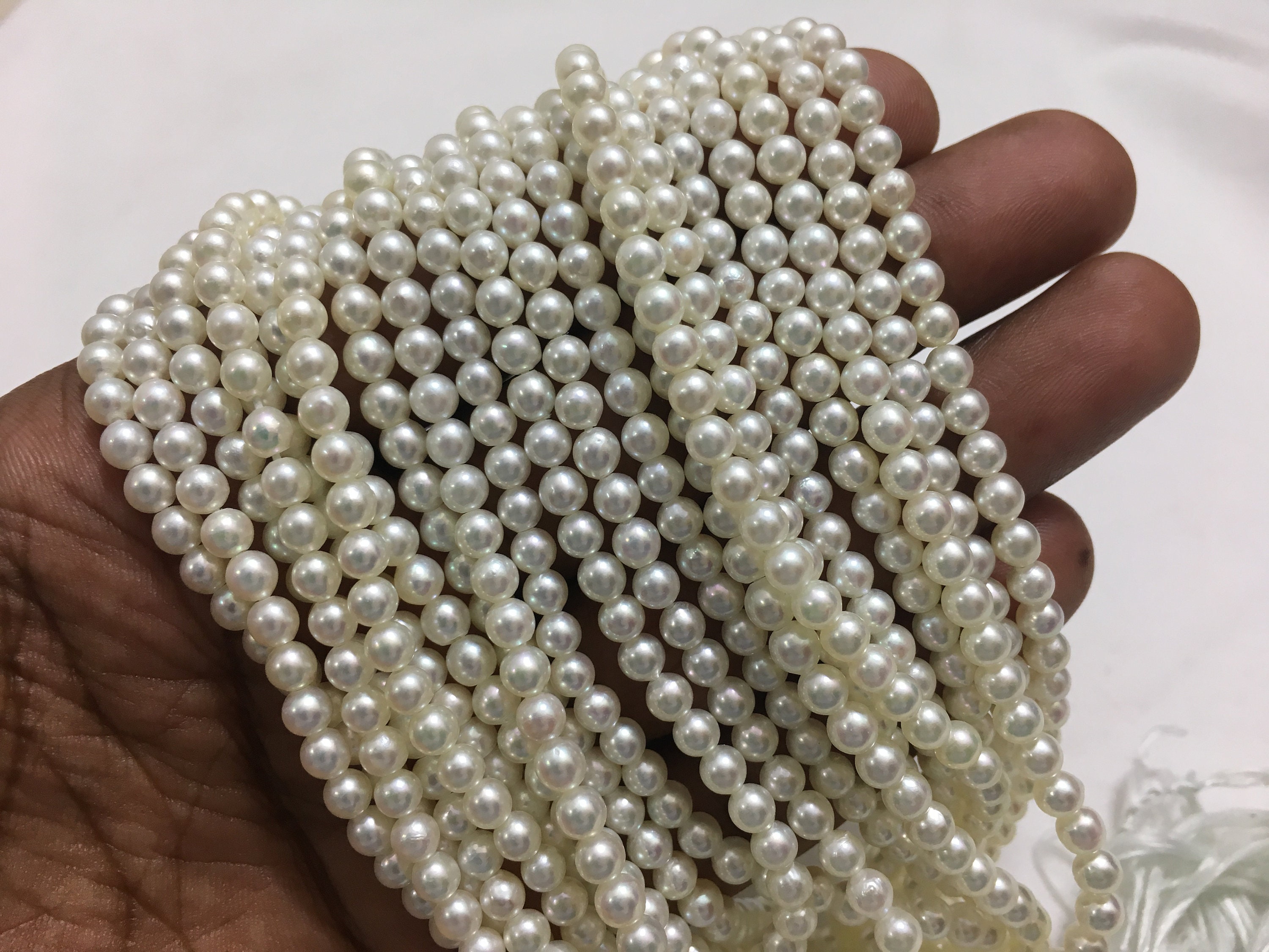 AA+ 6-6.5mm round freshwater pearl beads, white loose pearl, half drilled  hole natural cultured pearl, good quality, FLR6065-X