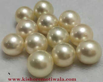11.5-12 mm Size (Approx.) Real South Sea Pearl Cream Color, Near Round Shape Personalize Gift  Seawater Pearl Seawater Pearl
