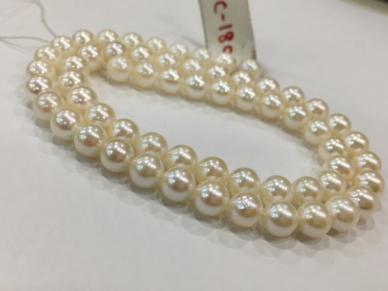 6.5-7 MM Japan Cultured Round Shape White Color Pearl String