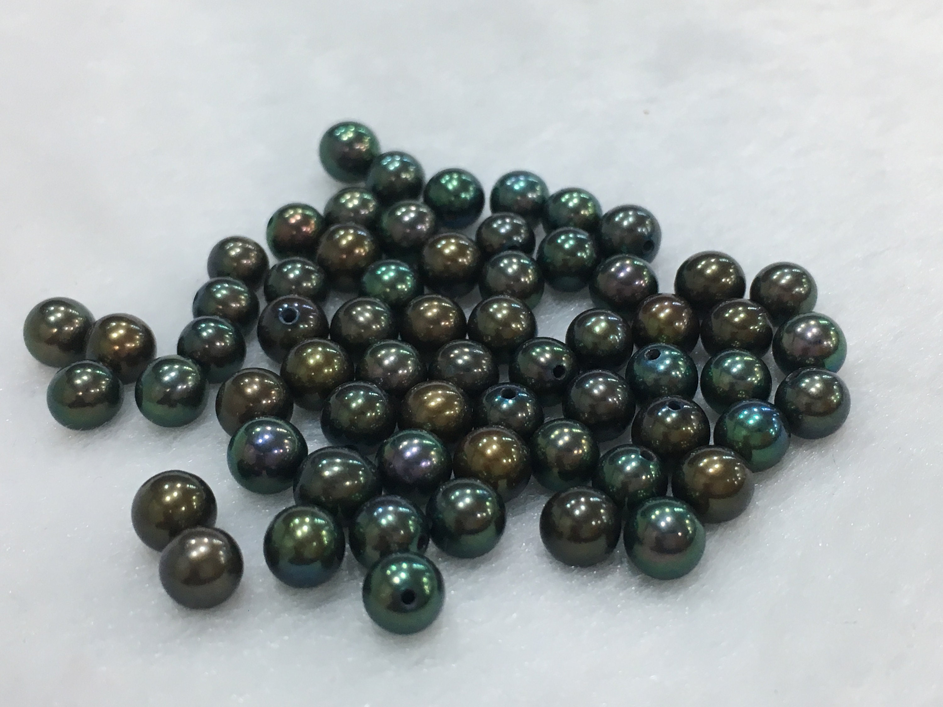 5.2-5.5 MM Freshwater Round Shape Dark Green Color Loose Pearl | Etsy