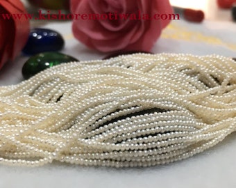 1.5 MM (Approx.)  Size | Near Round Shape | Off White Color | Beautiful Real Freshwater Pearl Beads | Good Luster | 5 inch Length