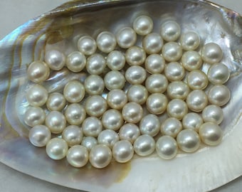 11.5 MM Size (Approx.) AA Luster Loose Pearl Cream\Light Golden Color Button\Drop\Oval Shape Pearl beads Natural Real South Sea Pearl