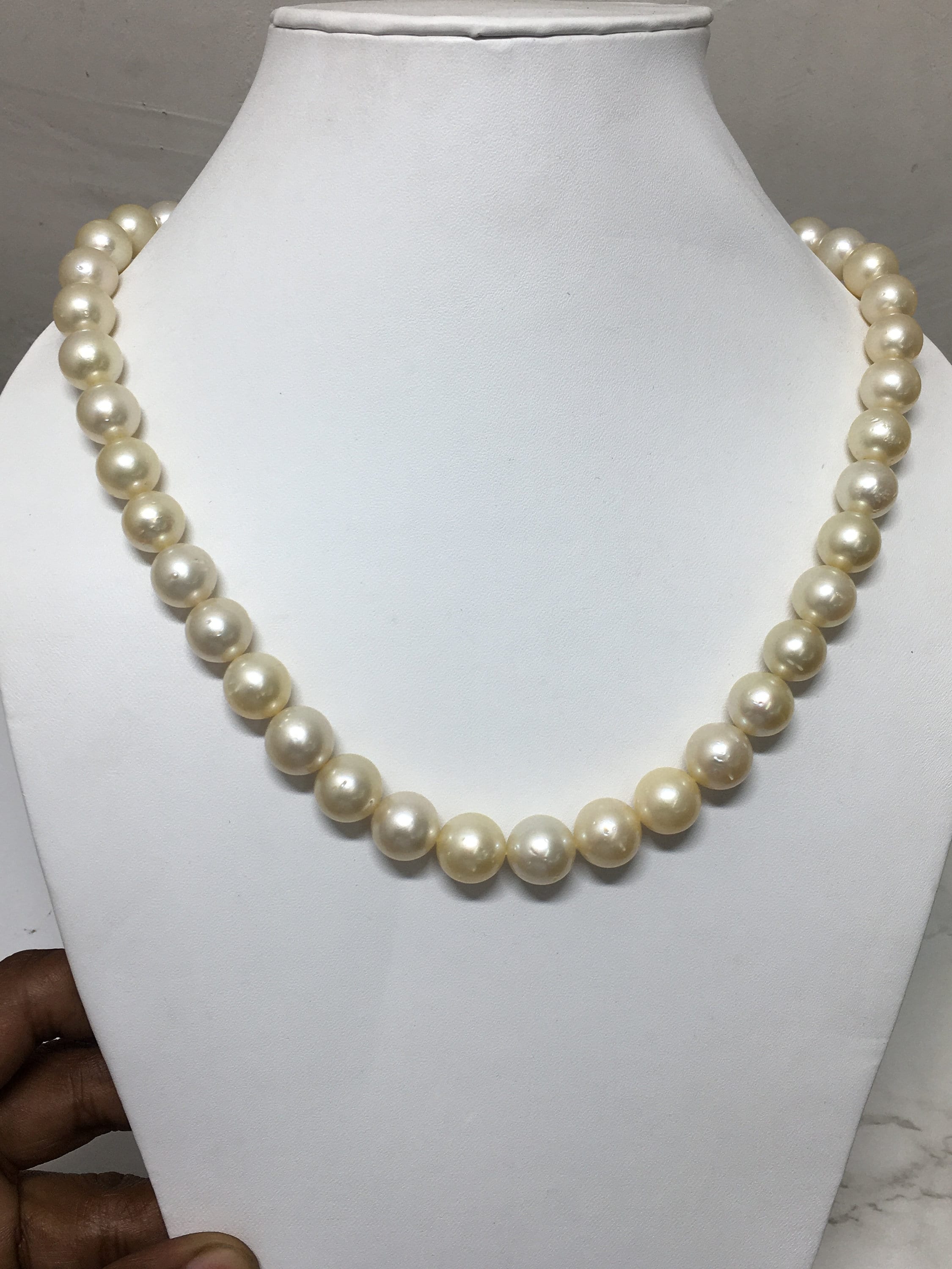 9-12.5mm Natural South Sea pearl Necklace With 925 Silver | Etsy
