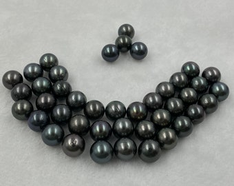 9.25 MM Size (Approx.) Black Tone | Round Shape | Natural Real Tahitian Loose Saltwater Pearl | AAA Luster Pearl | Personalize Gift