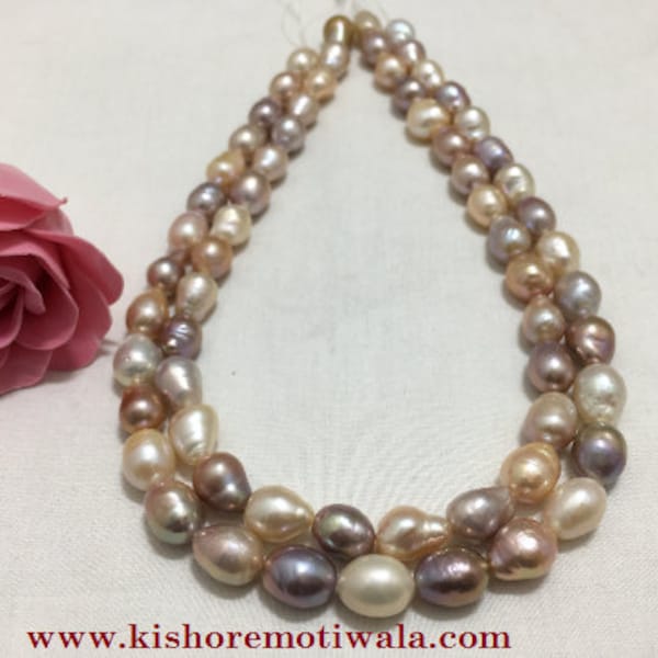 8-10 MM Size Pink Peach Color Baroque Shape Natural Freshwater Pearl Strand 16 Inch Strand  Luster AA