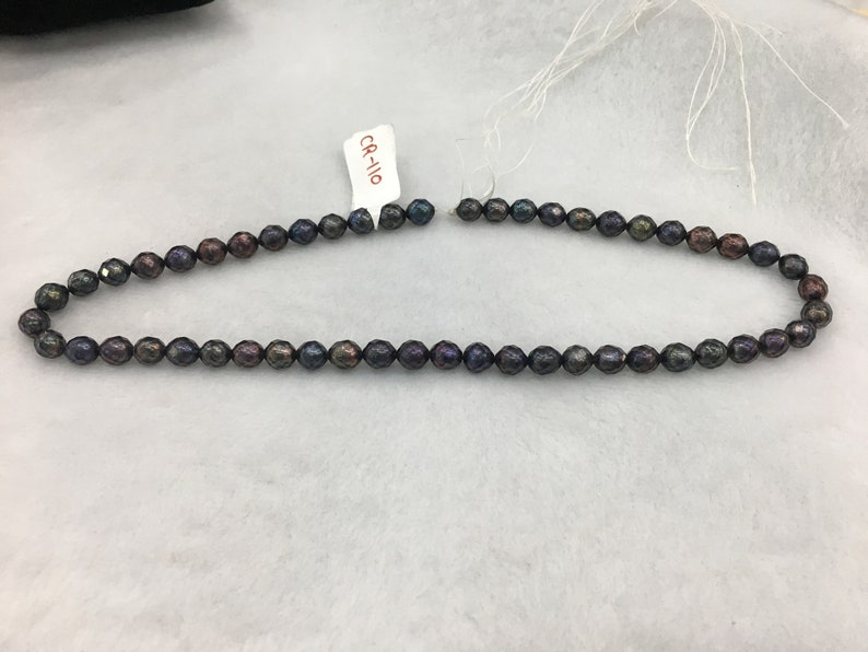 Freshwater Pearls 7 MM Oval Shape Black Color Faceted Pearl String