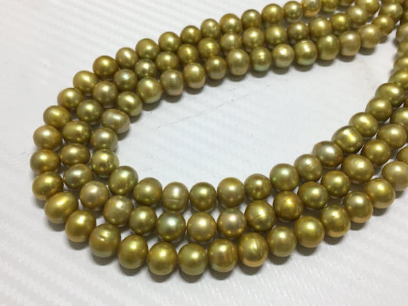 Approx Green Pearl beads Oval Freshwater Beads Full Strand 16inches strand 47-pcs 8.5-9 mm Natural Freshwater Pearl Strand