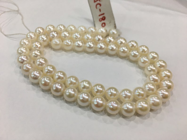 6.5-7 MM Japan Cultured Round Shape White Color Pearl String