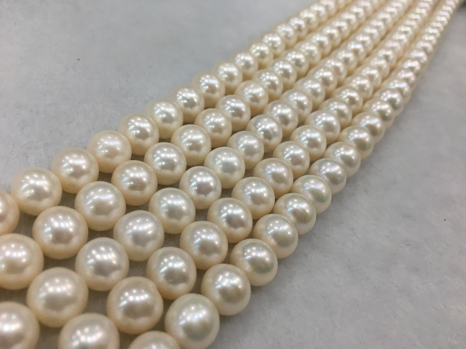 Beautiful Freshwater Pearl String Near Round Shape White Etsy