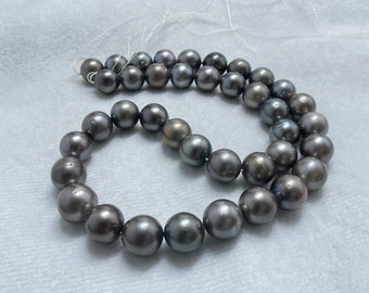11 to 12.5 MM Size  (Approx. )  Round Shape  |  Black Color  |  Natural Real Tahitian pearl Necklace Salt Water Pearl | Good Luster Pearl |