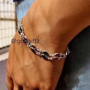 Handmade Sterling Silver Multi Tourmaline Bracelet, Bezel Gemstone Jewelry
