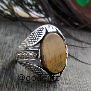 Tiger Eye Ring | Tiger Eye Gemstone | 925 Sterling Silver Ring | Ring For Men | Ottoman Ring For Men | Tiger Eye Stone Rings | Silver Ring